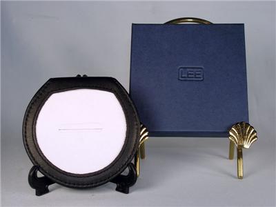 Accessory ~ Black Smooth Leather Purse Folding Mirror for a Needlepoint Canvas by LEE