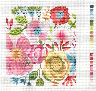 Floral Canvas ~ Garden Party handpainted Needlepoint Canvas by M.Whittemore BG Insert LEE