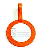 Accessory ~ LUGGAGE ID TAG Orange Textured Leather for a 3" Needlepoint Canvas by LEE