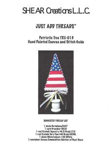 Patriotic Tree & STITCH GUIDE handpainted Needlepoint Canvas by Shear Creation