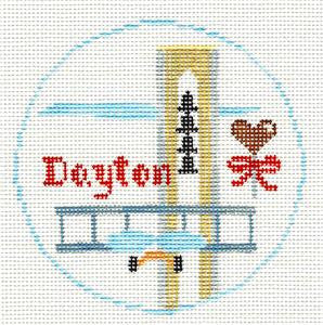 Travel Round ~ Dayton, Ohio handpainted Needlepoint Canvas by Kathy Schenkel