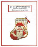 Mini Stocking- Santa Mini Sock & STITCH GUIDE HP Needlepoint Canvas by CH Designs -Danji