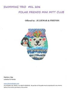 Mitten~Swimming Trio Mitten Club HP Needlepoint Canvas & SG KAMALA JulieMar