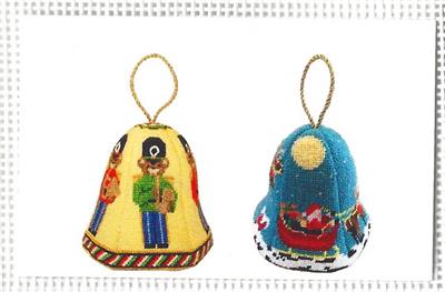 3-D Ornament ~ 3-D Santa on Christmas Eve Bell handpainted 18 Mesh Needlepoint Canvas by Susan Roberts
