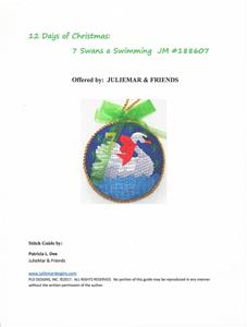 12 Days of Christmas 7 Swans Swimming with STITCH GUIDE & HP Needlepoint canvas Juliemar