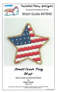 Star~ American Flag Star & STITCH GUIDE handpainted Needlepoint Canvas by Painted Pony