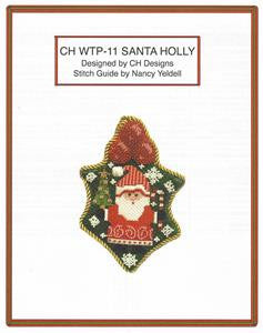Holly ~ Holly with Santa & STITCH GUIDE handpainted Needlepoint Canvas by CH Designs ~ Danji