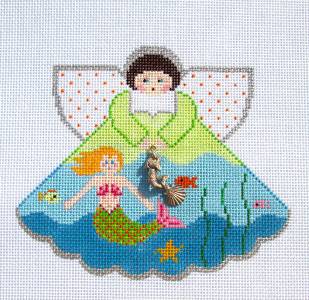 Angel ~ Mermaid Angel & Charms handpainted Needlepoint Ornament Canvas by Painted Pony