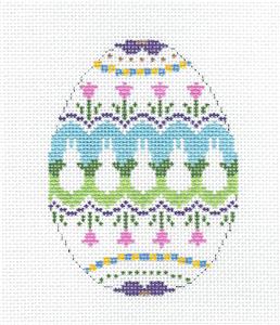 Egg ~ 5 White Bunnies Egg Ornament handpainted Needlepoint Canvas by Susan Roberts