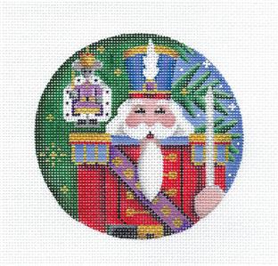 Christmas ~ Nutcracker SOLDIER & MOUSE KING handpainted 18 Mesh 4" Rd. Needlepoint Canvas by Rebecca Wood