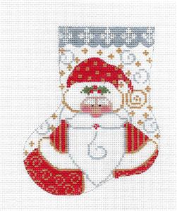 Stocking ~ Elegant Santa in Red & Gold Christmas Mini Stocking HP Needlepoint Canvas~ Danji