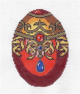 Faberge EGG ~ *EXCLUSIVE* Ruby & Sapphire Faberge Egg handpainted Needlepoint Canvas by LEE *RETIRED*