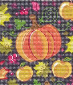 Canvas ~ Elegant Autumn Pumpkin, Leaf & Apples handpainted HP Needlepoint Canvas ~ BG Insert ~ by LEE