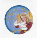 Baby Round ~ Angel Baby Boy's First Christmas 4" Rd. handpainted 18 Mesh Needlepoint Canvas Rebecca Wood
