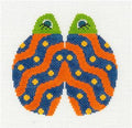 Canvas ~ Ladybug with Polka Dots & Stripes Beanbag or Frame Weight 18 Mesh handpainted Needlepoint Ornament Canvas LEE