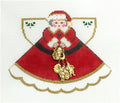 Angel ~ Christmas Angel in a Santa Suit with Metal Charms handpainted Needlepoint Ornament Canvas by Painted Pony