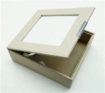 Leather Box ~ Beige Premium Leather Display Box made for a 5"x6" Needlepoint Canvas by LEE