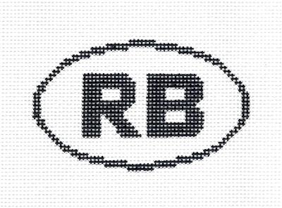 Sign Oval ~ "RB" REHOBOTH BEACH, DELAWARE Oval SIGN HP Needlepoint Canvas Silver Needle