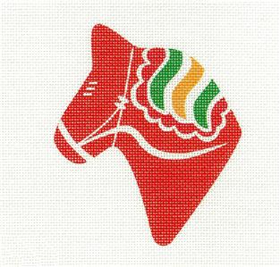 Canvas ~ DALA HORSE Portrait Orange Multi-Color HP 18 Mesh Needlepoint Canvas Pepperberry Designs