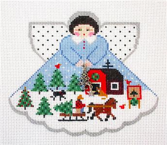 Angel ~ Christmas Tree Farm Angel & Charms & STITCH GUIDE Needlepoint Canvas by Painted Pony