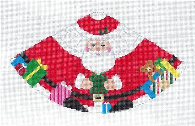 3-D Cone ~ SANTA CLAUS with GIFTS 3-D Cone Ornament handpainted Needlepoint Canvas by Susan Roberts
