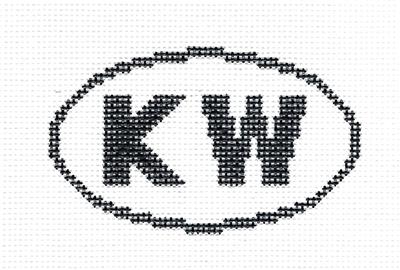 Sign Oval ~ "KW" KEY WEST, FLORIDA SIGN Oval handpainted Needlepoint Canvas Silver Needle