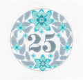 Wedding ~ 25th WEDDING ANNIVERSARY handpainted 18 Mesh 4" Rd. Needlepoint Ornament by CH Designs ~ Danji