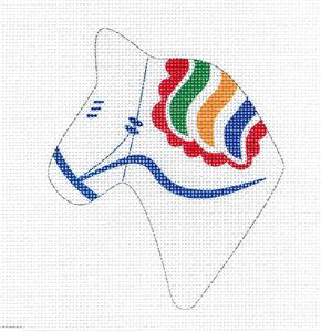 Canvas ~ DALA HORSE Portrait White Multi-Color HP Needlepoint Canvas Pepperberry Designs