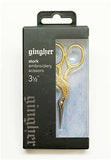 Scissors ~ Gold Handled Stork Scissors with Leather Sheath SET by Gingher ~ Made in Italy