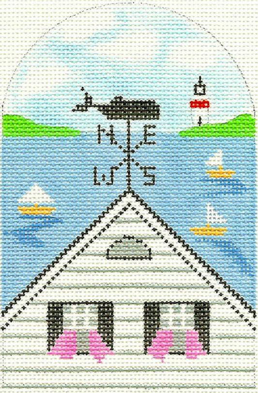 Travel Canvas ~ New England Weathervane Ornament handpainted Needlepoint Canvas by Silver Needle