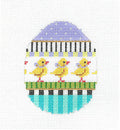 Kelly Clark ~ Parade of Yellow Chicks Easter Egg handpainted Needlepoint Ornament by Kelly Clark