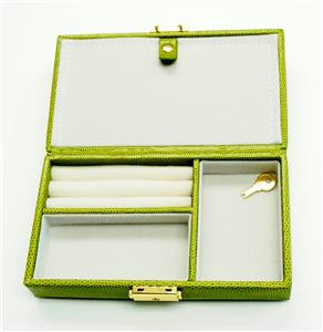Leather Jewelry Box ~ Lime Green Leather Jewelry Box with Interior Compartments for Needlepoint Canvas by LEE