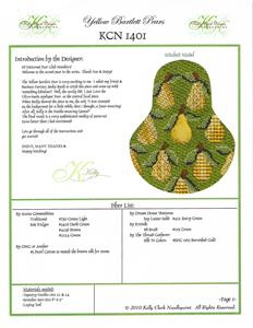 Kelly Clark Pear ~ Yellow Bartlett Pear & STITCH GUIDE  HP Needlepoint Ornament by Kelly Clark