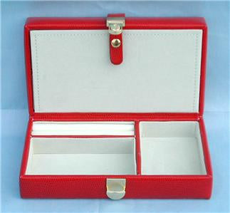 Leather Jewelry Box ~ Red Leather Jewelry Box with Interior Compartments for Needlepoint Canvas By LEE