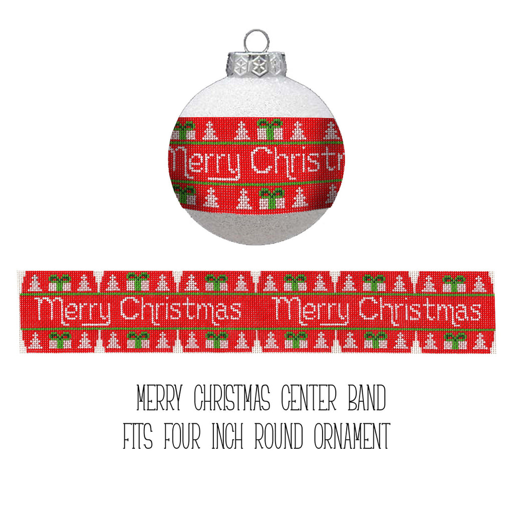 Merry Christmas Ornament Band handpainted Needlepoint Canvas by Starke Art from CBK