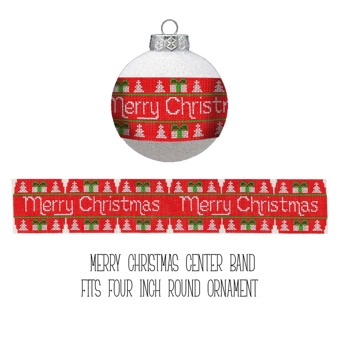 Merry Christmas Ornament Band handpainted Needlepoint Canvas by Starke Art from CBK