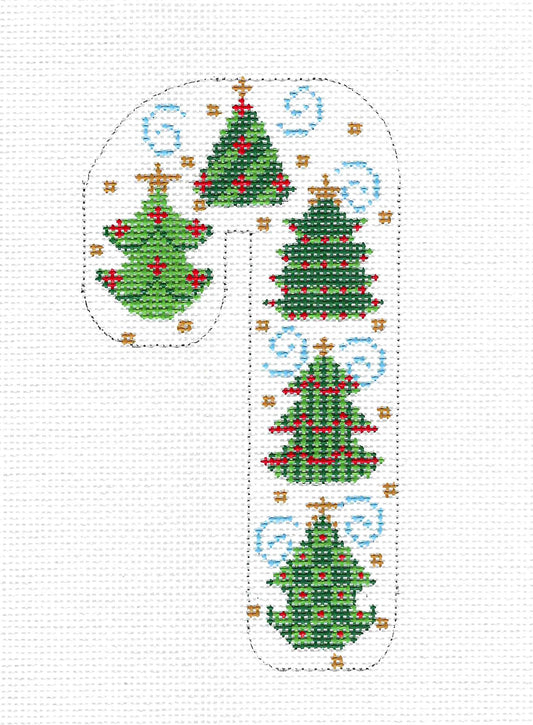 Candy Cane ~ 4 Christmas Trees Medium Candy Cane handpainted Needlepoint Canvas by CH Designs ~Danji