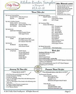 Sampler Canvas ~ KITCHEN ROOSTER & 14 Pg. STITCH GUIDE handpainted Needlepoint Canvas Kelly Clark