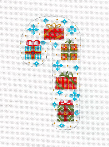 Candy Cane ~ 5 Christmas Gifts Medium Candy Cane handpainted Needlepoint Canvas CH Designs Danji
