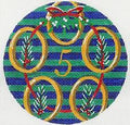 12 Days of Christmas 5 Golden Rings & STITCH GUIDE on Hand Painted Needlepoint Ornament Canvas by JulieMar