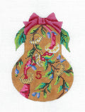 Kelly Clark Christmas Pear ~ 5 Gold Rings Pear handpainted Needlepoint Ornament Kelly Clark