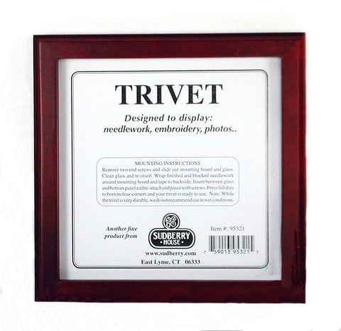 Accessories ~ Mahogany Stain Solid Wood 6" Trivet for Needlepoint, Cross Stitch by Sudberry House