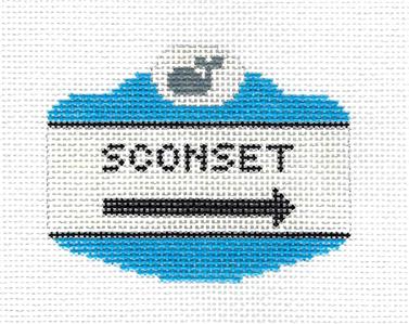 Travel Sign ~ SCONSET on NANTUCKET ISLAND, MASS. SIGN Needlepoint Canvas Ornament by Silver Needle