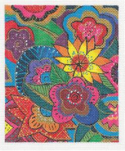 Canvas ~ SECRET GARDEN by Laurel Burch handpainted Needlepoint Canvas from Danji Designs