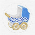 Baby ~ Blue Fishnet Carriage Baby Boy 4.5" Rd. handpainted 18 Mesh Needlepoint Canvas by Edie & Ginger