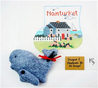 Canvas Set ~ NANTUCKET & WHALE SET ~ HP Needlepoint Ornament & Whale by Kathy Schenkel