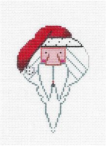 Canvas-Bearded Santa Ornament handpainted Needlepoint Canvas by ZIA ~ Danji
