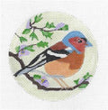 Bird Round ~ Chaffinch Bird & STITCH GUIDE 4" Needlepoint Ornament Canvas by Melissa Prince