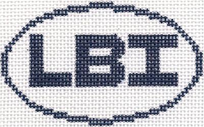 Oval ~ "LBI" Long Beach Island, New Jersey handpainted Needlepoint Canvas by Silver Needle