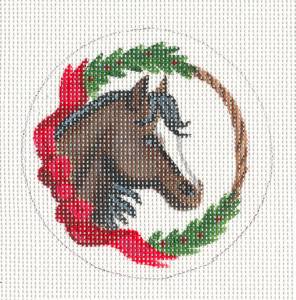 Horse Canvas ~ Bay Horse Head *2 SIDED Ornament*  handpainted 18 mesh Needlepoint Canvas by LIZ